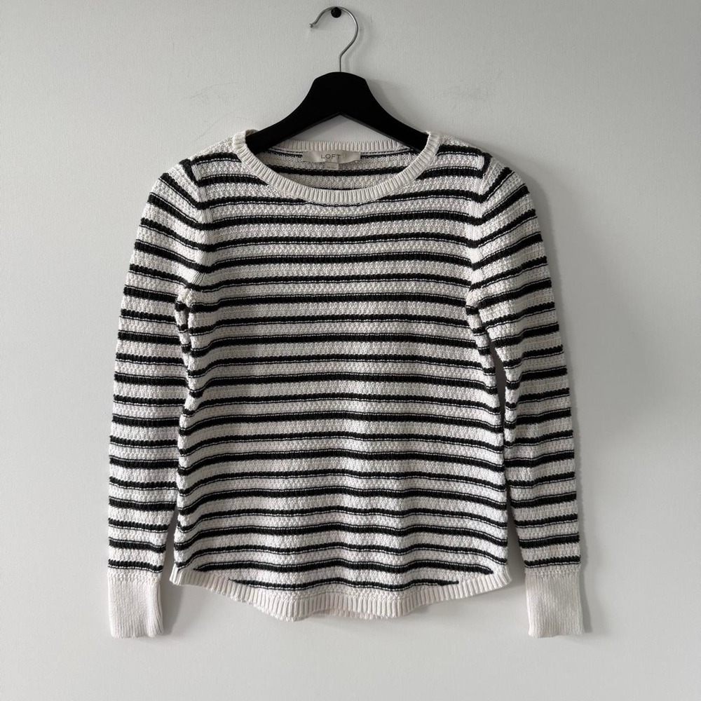 Loft Striped Sweater Womens XS Crewneck Knit Cotton